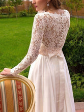 A-line Illusion Lace Chiffon Wedding Dress with Sashes/Ribbons